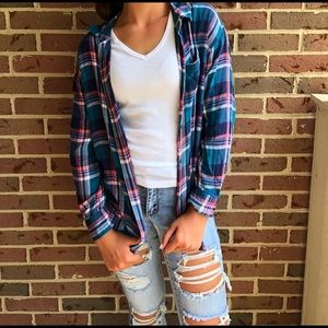 Turquoise and pink flannel